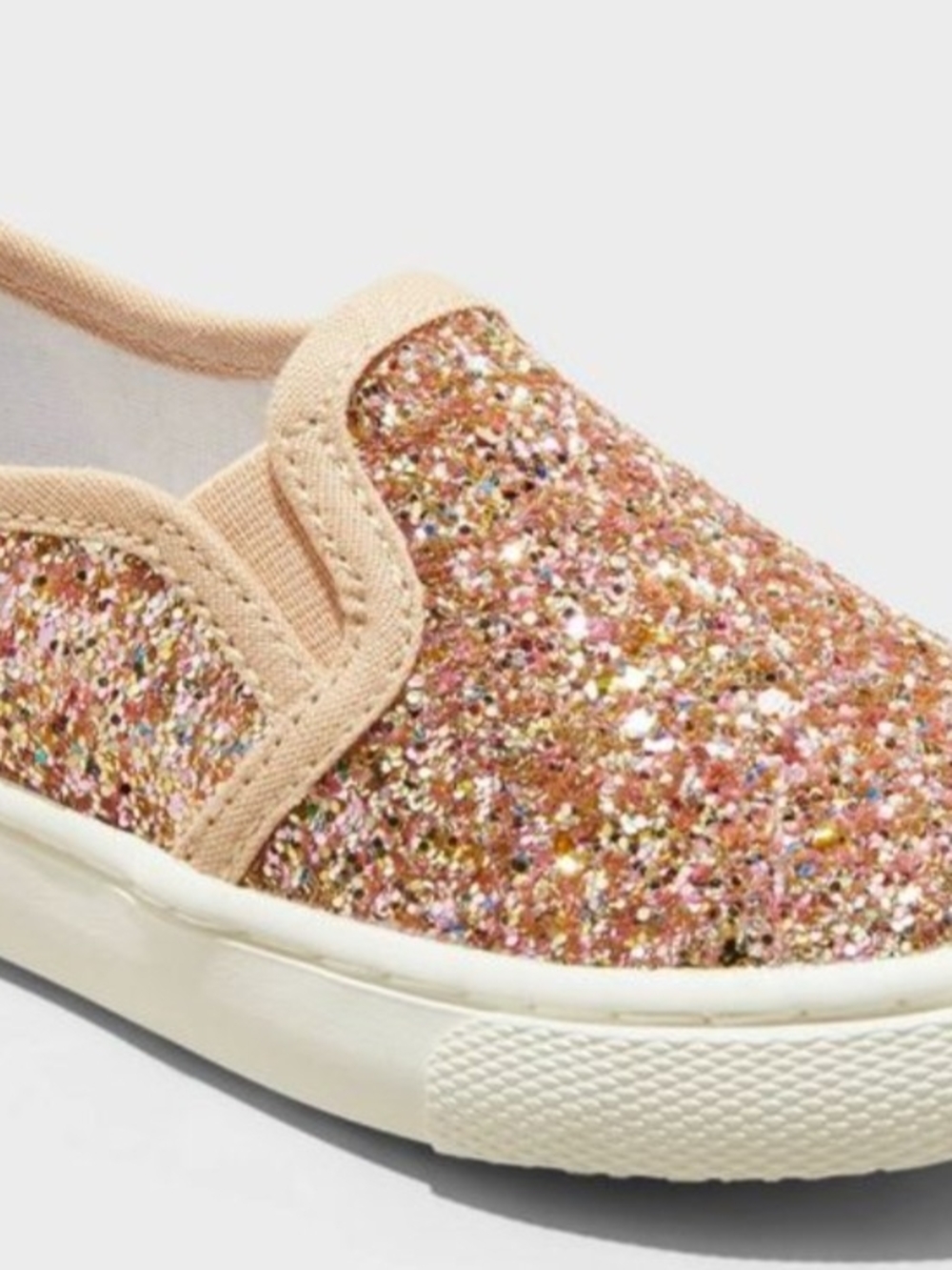 Cat & Jack Girls' Glitter Slip-On Sneakers - Rose Gold